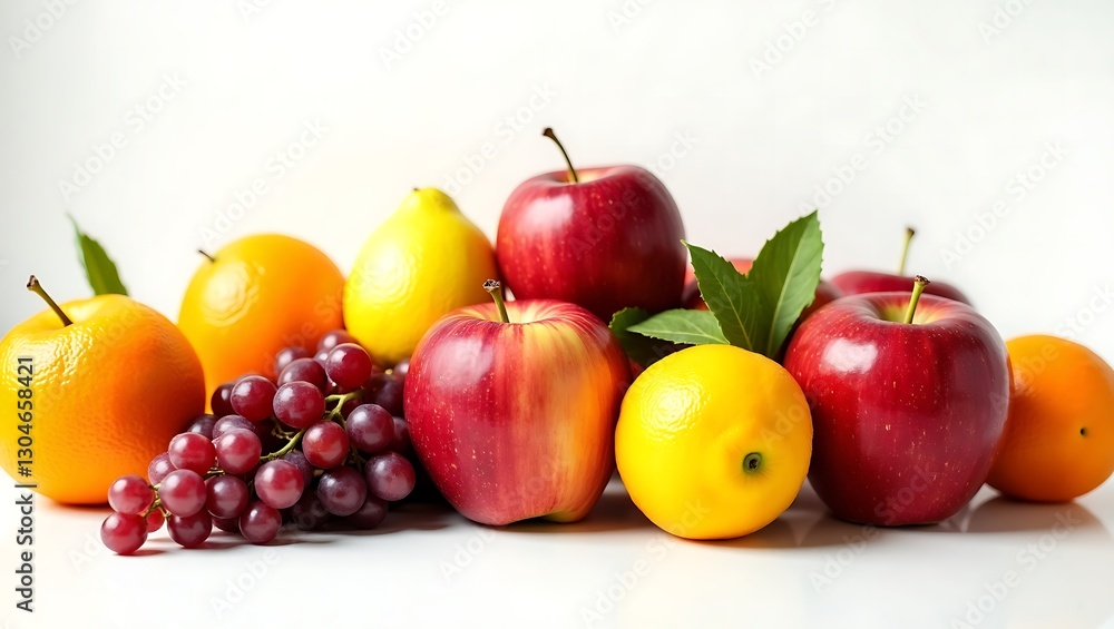 Vibrant fruits set against a clean and isolated white backdrop Vibrant fruits set against a clean and isolated white backdrop