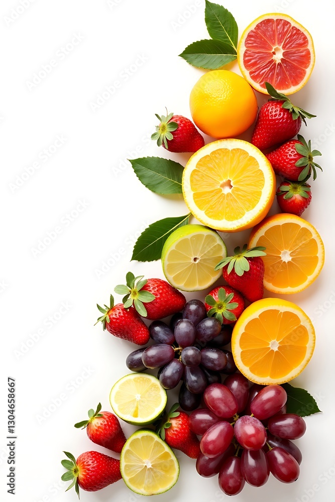 Vibrant fruits set against a clean and isolated white backdrop Vibrant fruits set against a clean and isolated white backdrop