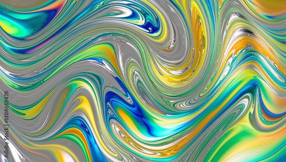 Reflective artwork showcasing a harmonious blend of vibrant swirls. Reflective artwork showcasing a harmonious blend of vibrant swirls.