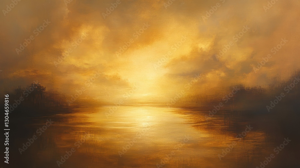 Obraz premium A radiant golden sunset wallpaper with swirling clouds in saffron and burnt umber
