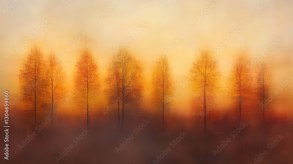 Obraz premium A dreamy autumn sunset backdrop with blurred tree silhouettes and glowing golden hues
