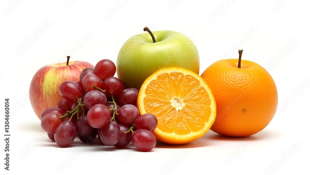 Vibrant fruits set against a clean and isolated white backdrop Vibrant fruits set against a clean and isolated white backdrop