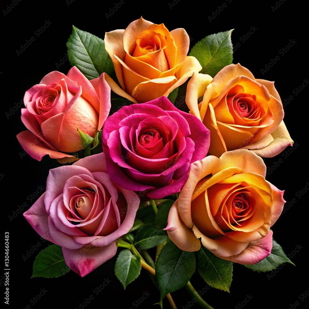 Fototapeta premium Roses isolated on a black background.