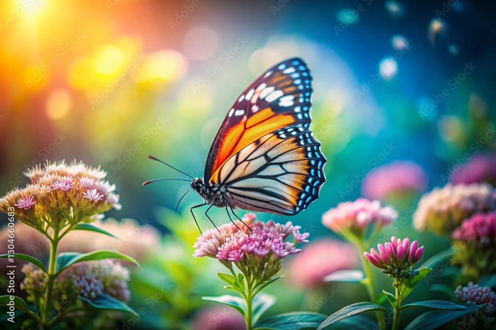 Fototapeta premium Miniature Butterfly World: A Whimsical Tilt-Shift Image
