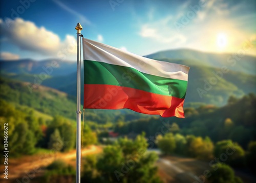 Miniature Bulgarian Flag, Tilt-Shift Photography, Patriotic Symbol, National Pride, Balkan Country