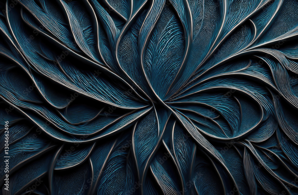 Obraz premium Elegant teal abstract with flowing curves creates a sophisticated and eye-catching texture.