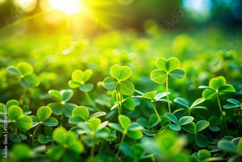 Miniature St. Patrick's Day Clover Field Background - Tilt-Shift Photo