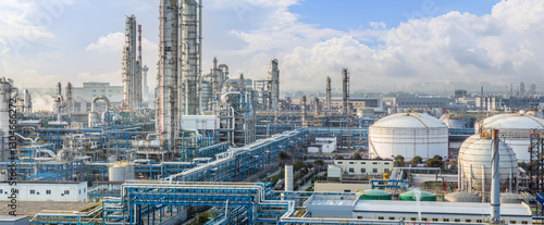 Large oil refinery and chemical plant in industrial zone