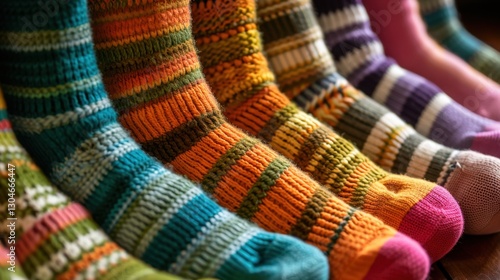 Socks: Soft, cozy socks in hues ranging from neon greens and pinks to calming pastels, often featuring stripes or patterns for a fun, fashionable touch.
