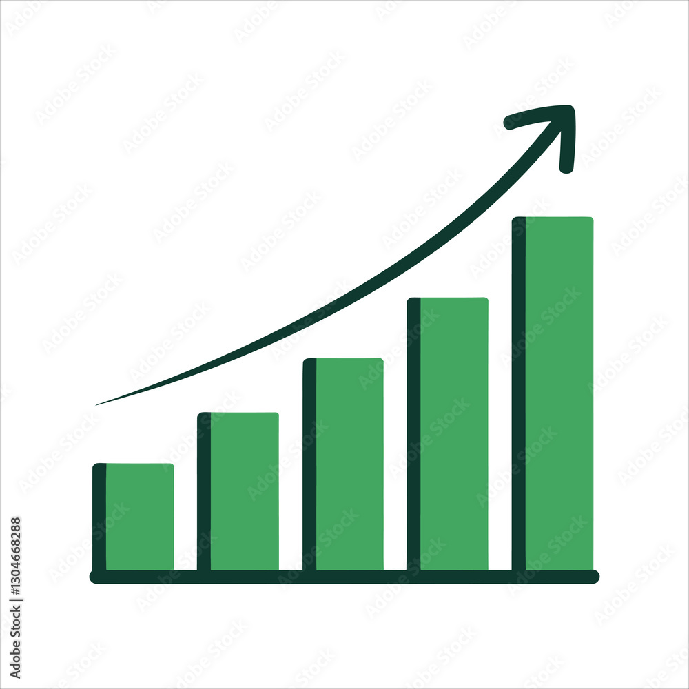 Business Growth Bar Chart with Rising Arrow – Financial Success. AI generative. Business Growth Bar Chart with Rising Arrow – Financial Success. AI generative.