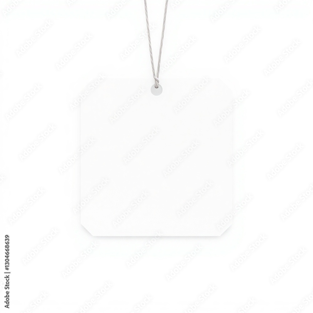 High-resolution stock photo of a blank, square price tag, isolated on a white background, professional quality, showcasing a subtle embossed texture High-resolution stock photo of a blank, square price tag, isolated on a white background, professional quality, showcasing a subtle embossed texture