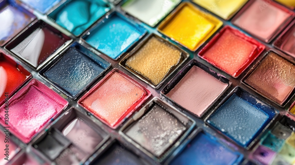 Fototapeta premium Watercolor Paints: Transparent and soft, these pastel paints in pink, blue, and yellow are perfect for creating delicate, ethereal pieces of artwork with subtle layers. 