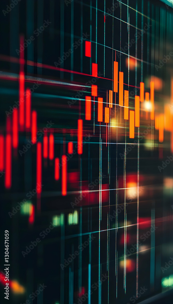 Technical price graph with red and green candlestick charts for market volatility - Technical price graph with red and green candlestick charts for market volatility -