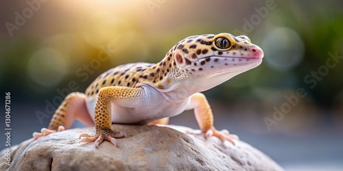 Minimalist Gecko Portrait: Desert Lizard on Smooth Stone