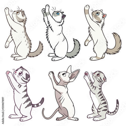 
vector cats stand on their hind legs and ask for something