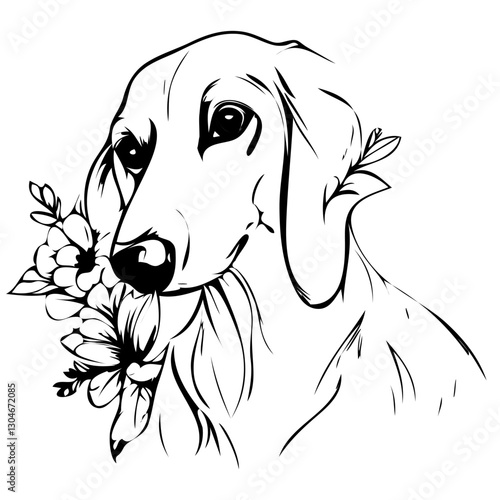Outline of a dog for children's coloring