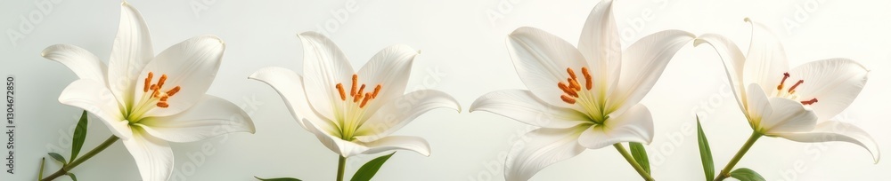 Elegant lilies, pristine white backdrop, soft light, macro, photography Elegant lilies, pristine white backdrop, soft light, macro, photography