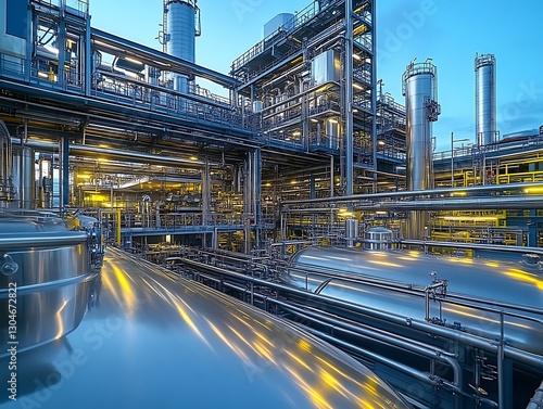 Wallpaper Mural Factory Pipes Refinery at Dusk Torontodigital.ca