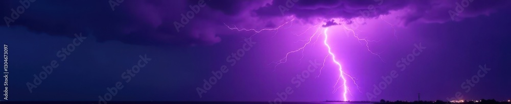 Fierce purple tempest, lightning flashes across dark sky, night, photography Fierce purple tempest, lightning flashes across dark sky, night, photography