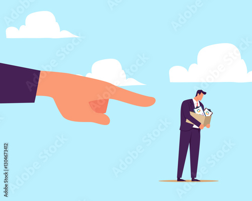 Fired employee, layoff or dismissal worker, misconduct or underperform staff, failure or trouble employment, jobless or unemployment concept