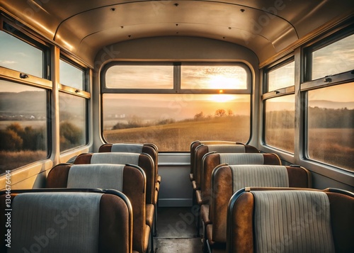 Minimalist Rear View Landscape: Inside a Tiny School Bus
