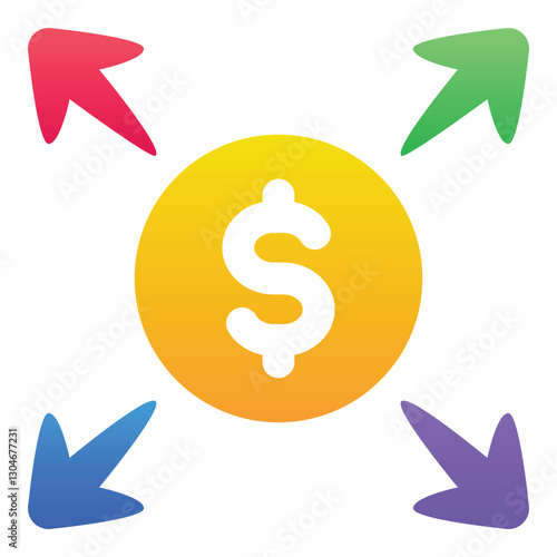 Gradient color icon, illustration for Business, banking, finance, money.