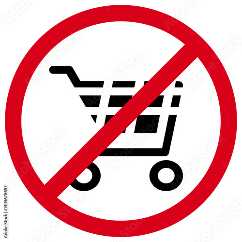 No shopping carts or no trolleys here please red prohibited sign