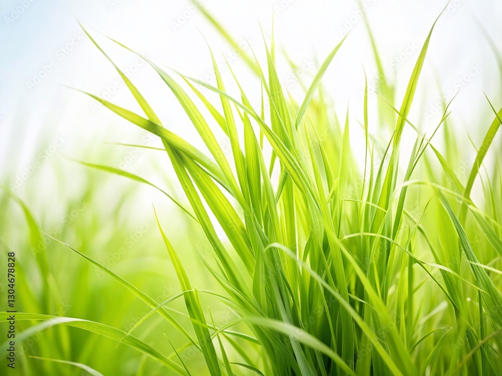 Naklejka premium Minimalist White Background with Sparse Thin Grass, Copy Space