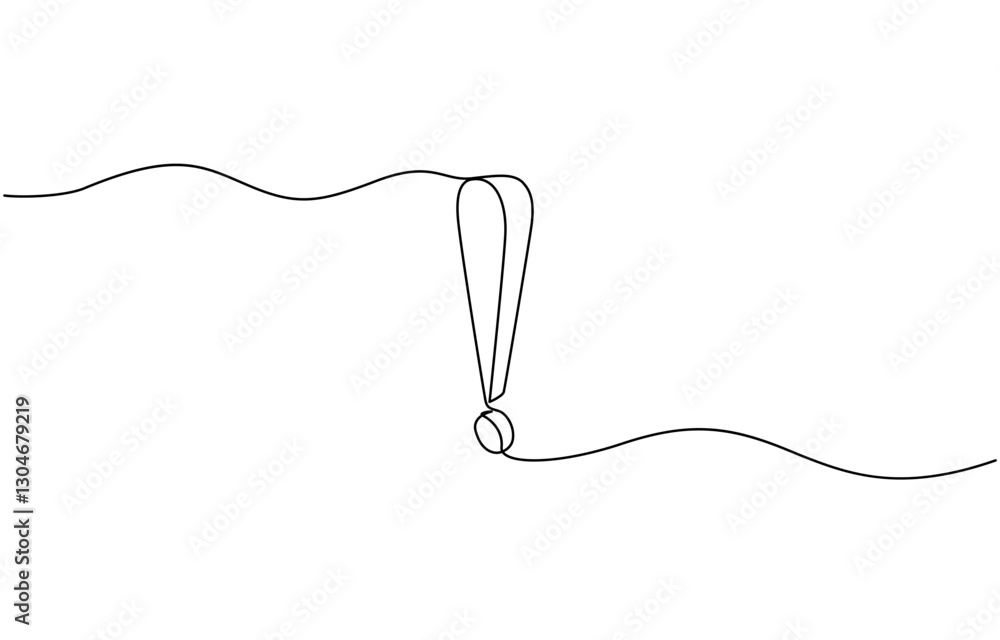 Obraz premium Dangerous sign line continuous drawing vector. One line dangerous sign vector background, Continuous drawing vector, Exclamation mark one line drawing.