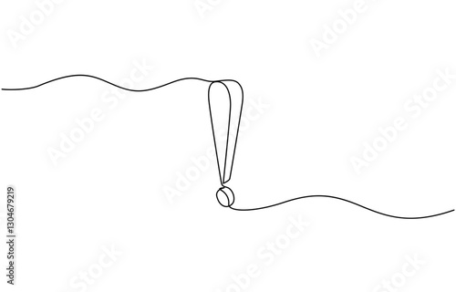 Dangerous sign line continuous drawing vector. One line dangerous sign vector background, Continuous drawing vector, Exclamation mark one line drawing.