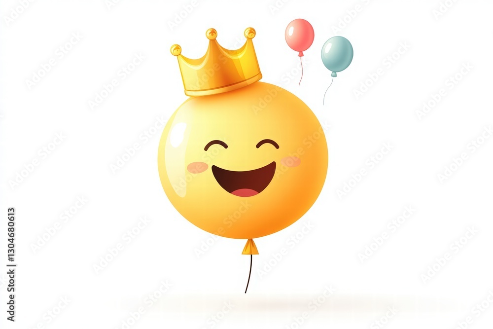 Fototapeta premium emoji smiley face balloons and jester hat on a white background. April Fool's Day
