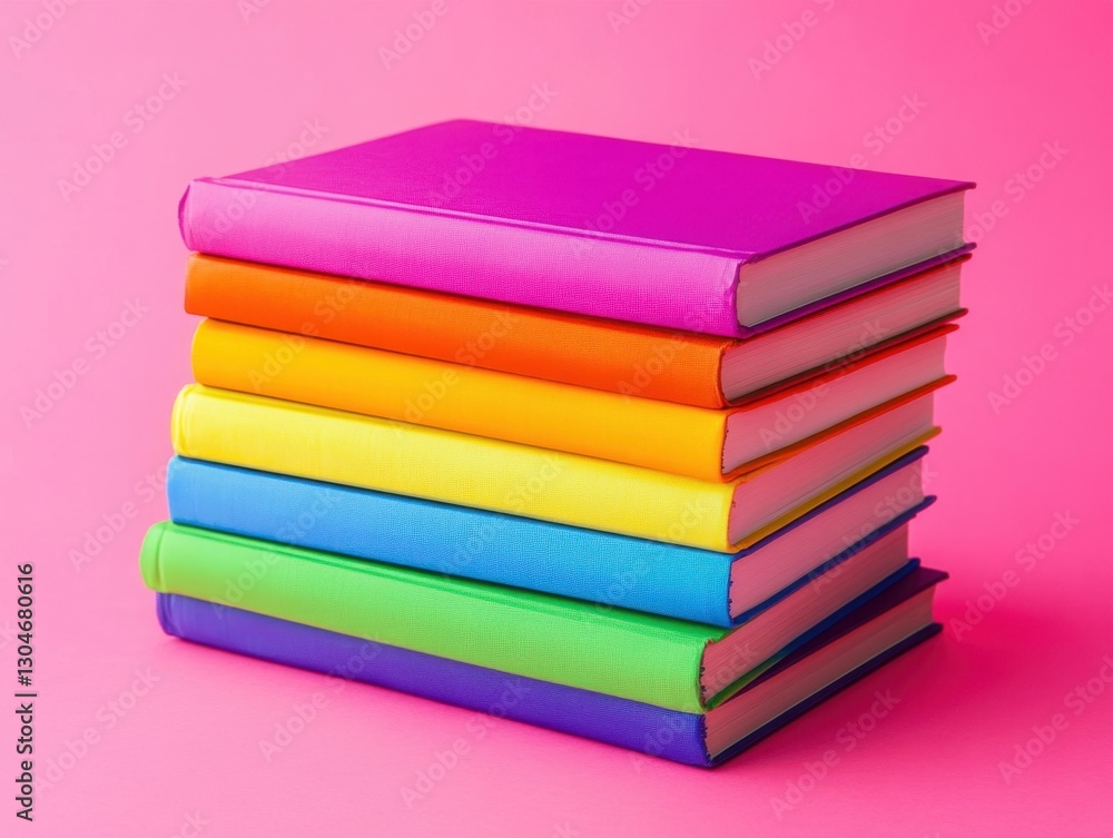 Stack of Vibrant Books on Pink Backdrop Showcasing Education Knowledge and Colorful Learning Material Stack of Vibrant Books on Pink Backdrop Showcasing Education Knowledge and Colorful Learning Material