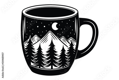 Mug silhouette on a white background