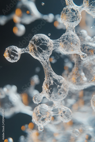 detailed visualization of hydrolyzed collagen molecules shows their intricate structure and interaction. image highlights complexity and beauty of molecular science