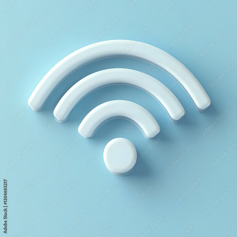 3D Rendered White Wifi Symbol on Light Blue Background 3D Rendered White Wifi Symbol on Light Blue Background