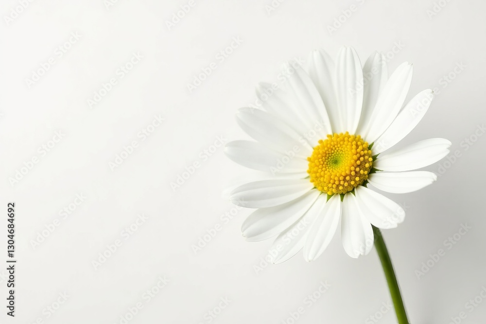 Single chamomile flower isolated on a clear backdrop, dainty white blooms with golden center, golden, delicate Single chamomile flower isolated on a clear backdrop, dainty white blooms with golden center, golden, delicate