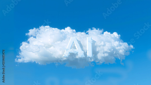 Generative AI wording with blue sky and cloud image