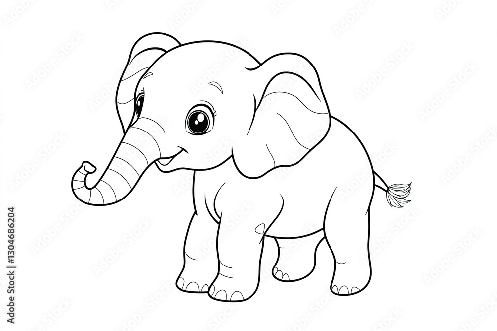 Obraz premium Cute Baby Elephant Coloring Page
