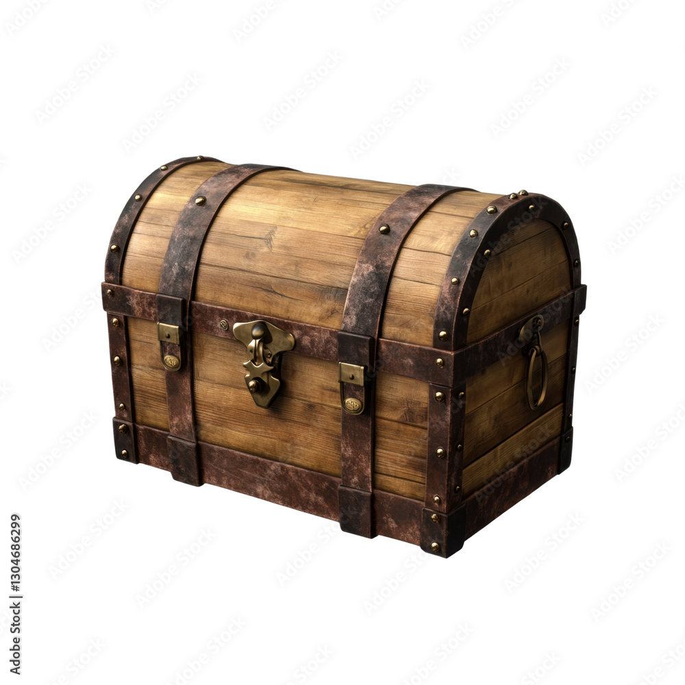 Wooden treasure chest with metal accents sits alone, symbolizing adventure and hidden riches ready to be explored. Wooden treasure chest with metal accents sits alone, symbolizing adventure and hidden riches ready to be explored.