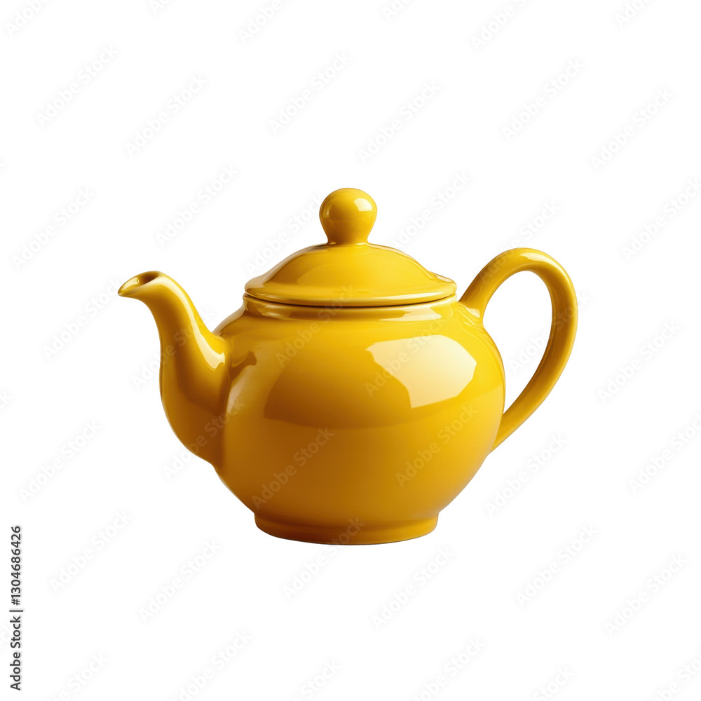 This bright yellow ceramic teapot stands alone on a transparent background, ideal for enhancing any kitchen space or tea presentation. This bright yellow ceramic teapot stands alone on a transparent background, ideal for enhancing any kitchen space or tea presentation.