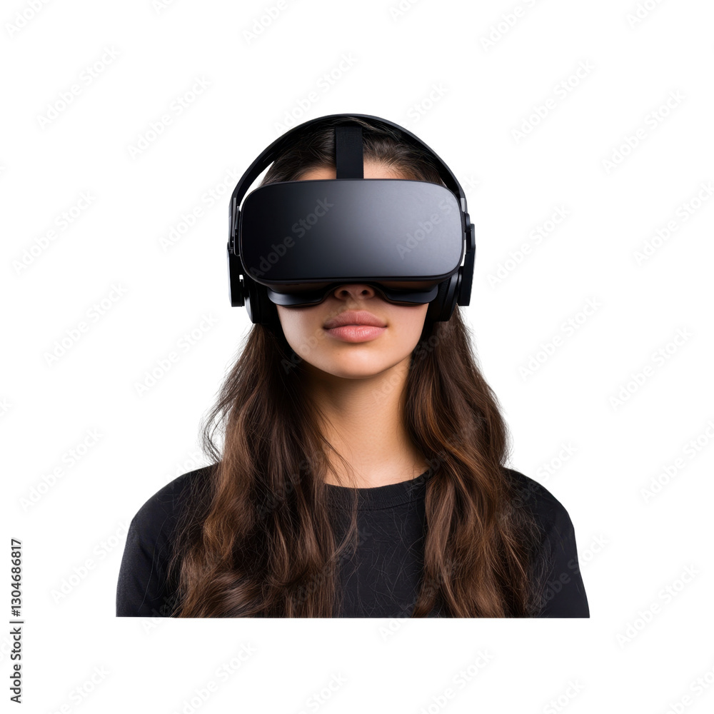 Woman engaged in a virtual reality activity while wearing VR glasses, showcasing concentration and modern technology. Woman engaged in a virtual reality activity while wearing VR glasses, showcasing concentration and modern technology.