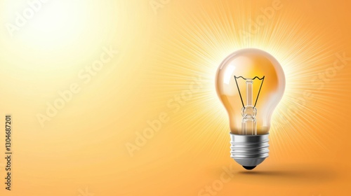 A glowing light bulb on a vibrant orange background, symbolizing innovation and bright ideas in technology.