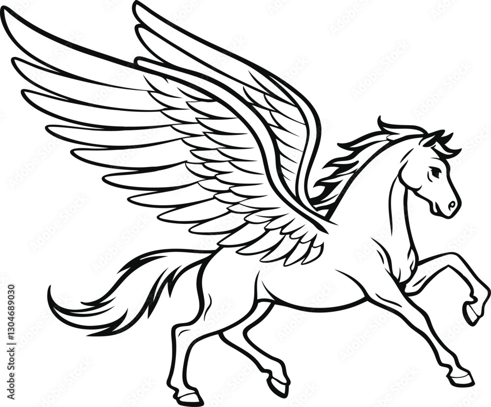 Fototapeta premium simple pegasus tattoo design with smooth outlines 