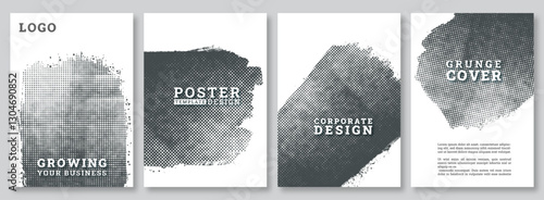 Grunge halftone art Brochure template, Modern flyer Covers, abstract Brochure template, vector illustration , Magazines, grunge background, black halftone design