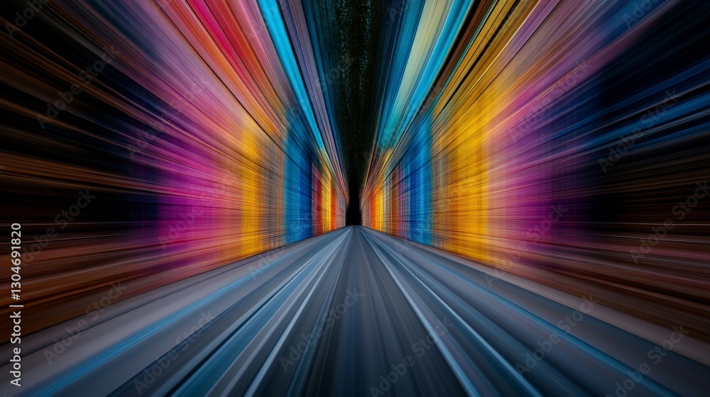 Vibrant Colorful Abstract Tunnel with Motion Blur Effect