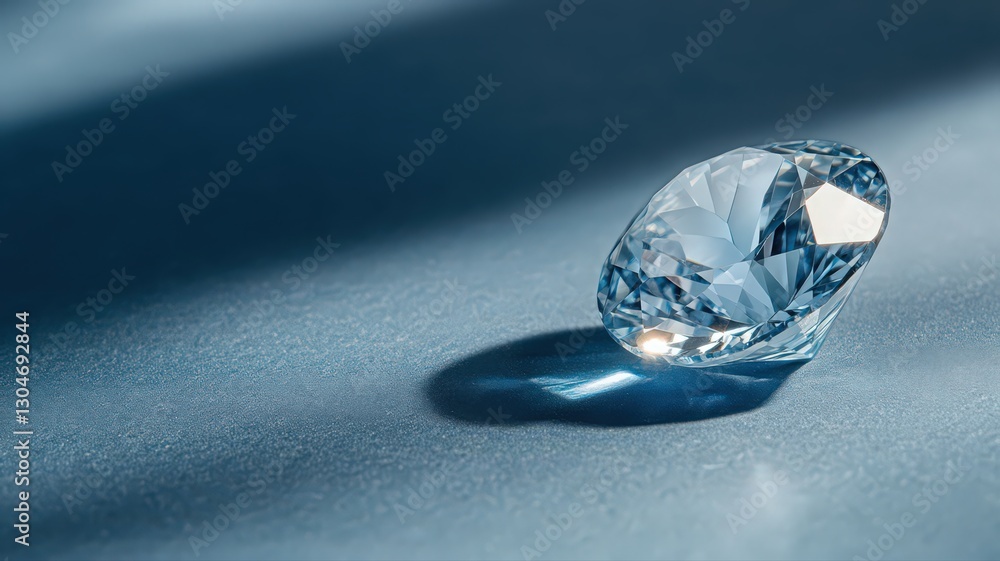 Brilliant Diamond on Blue Textured Surface Brilliant Diamond on Blue Textured Surface