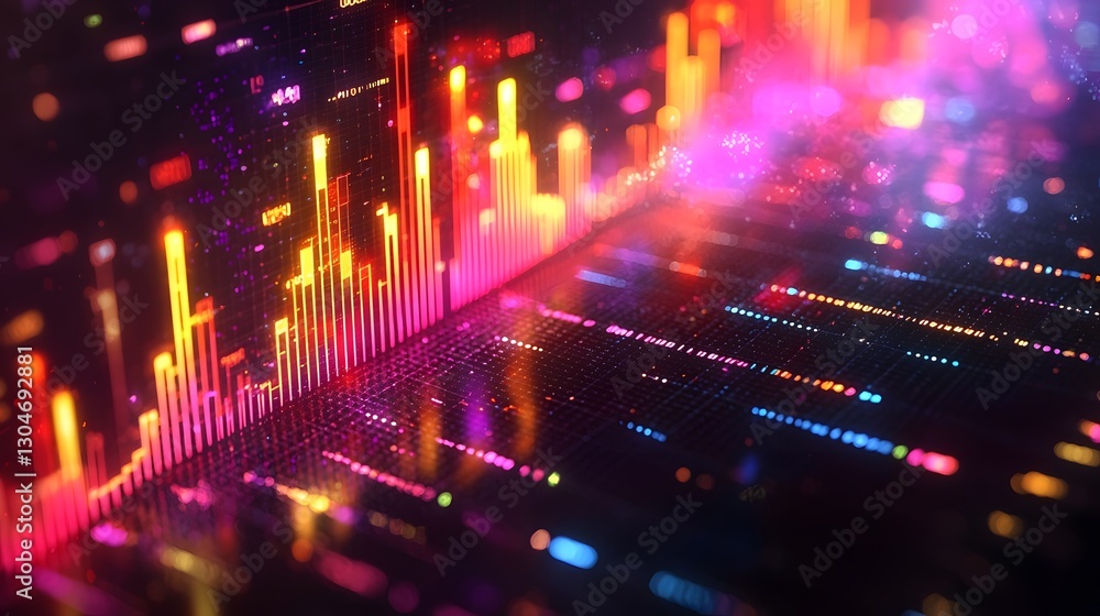 Fototapeta premium Vibrant Holographic Sentiment Analysis Graph with Emotive Data Visualization