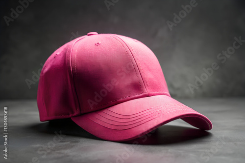 Wallpaper Mural Mockup. Stylish baseball pink cap mockup on dark surface, closeup. Mockup for your design. Torontodigital.ca