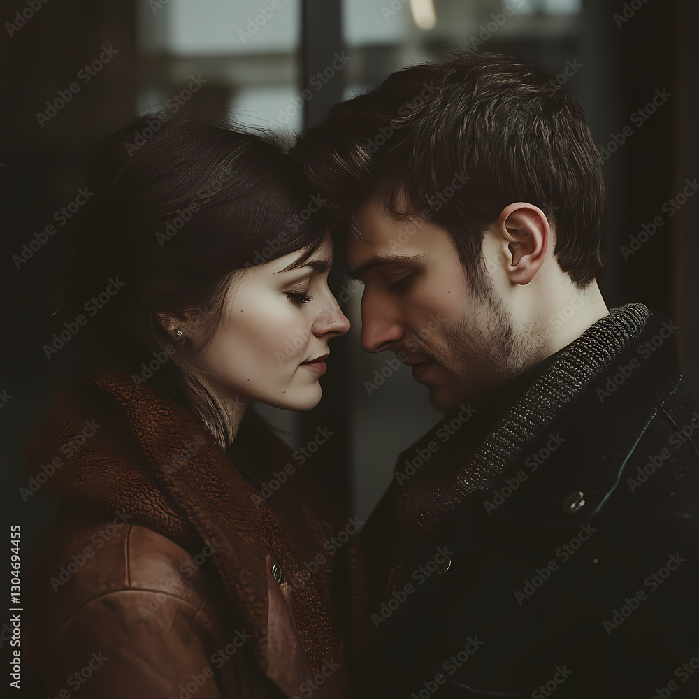 Couple sharing an intimate moment in a cozy urban setting. Generative AI Couple sharing an intimate moment in a cozy urban setting. Generative AI