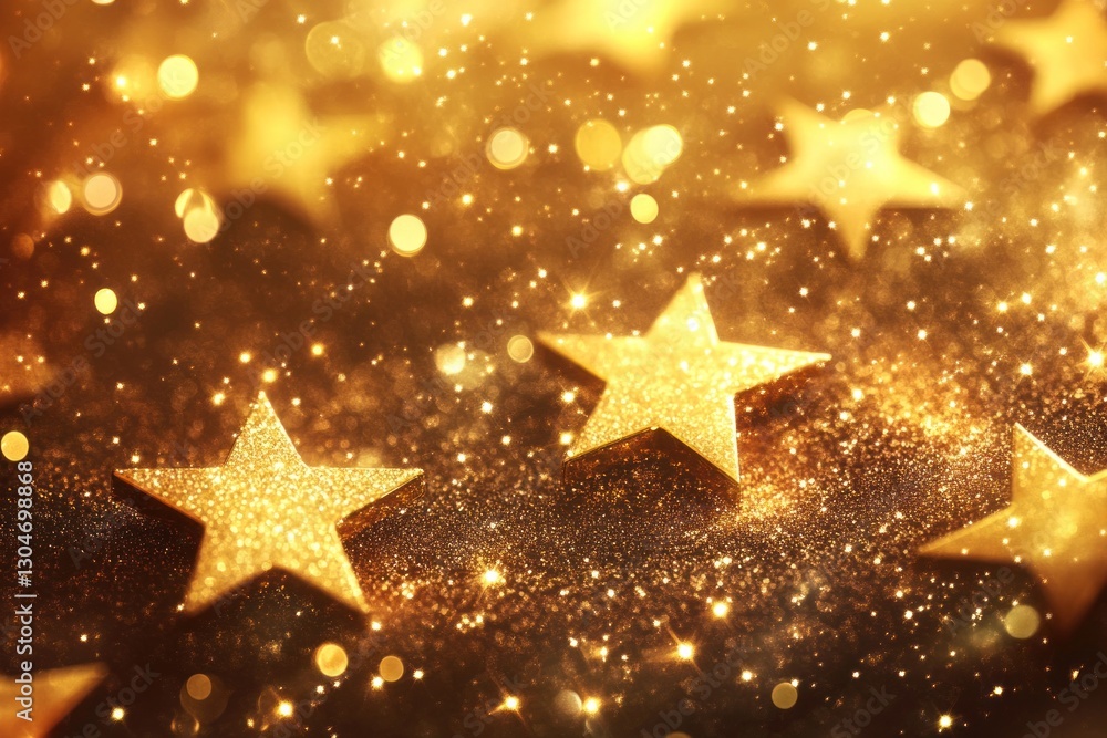 Sparkling golden stars on glitter background. Sparkling golden stars on glitter background.